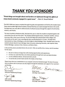 Thank you sponsors letter